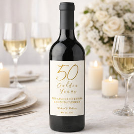 Elfenbein-Gold 50. goldene Jubiläumsfeier Weinetikett