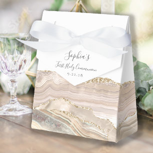 Elfenbein-Gold-Achat-Schrift Erstkommunion Geschenkschachtel