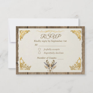 Elfenbein Gold Boho Floral Rustikale Elegante Schr RSVP Karte