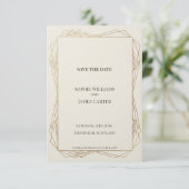 Elfenbein-Gold-Geometrisches 'Save The Date' Save The Date (Stehend Vorderseite)