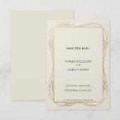 Elfenbein-Gold-Geometrisches 'Save The Date' Save The Date (Vorne/Hinten)