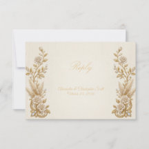 Elfenbein Gold Hochzeit RSVP Karte Elegant Klassis