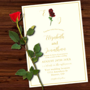 Elfenbein-Gold-Rosen-Hochzeit Acryleinladungen