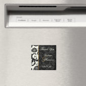 Elfenbein, Gold und Black Damask Hochzeitsmagnet Magnet (In Situ (Geschirrspüler))