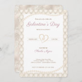 Elfenbein, Gold und Perlen Galentinisches Party Einladung (Vorne/Hinten)