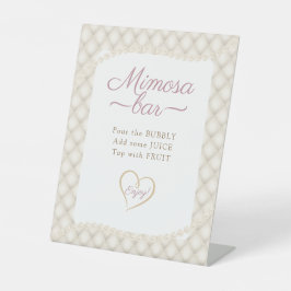 Elfenbein, Gold und Perlen Galentinisches Party Sockelschild