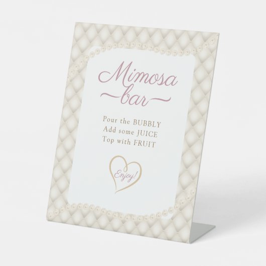 Elfenbein, Gold und Perlen Galentinisches Party Sockelschild (Vorderseite)