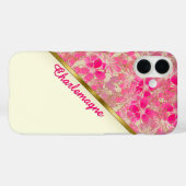 Elfenbein, Gold und Rosa Blüten (Personalisiert) Case-Mate iPhone Hülle (Rückseite (Horizontal))