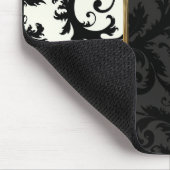 Elfenbein, Gold und schwarzer Damast Mousepad (Ecke)