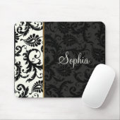 Elfenbein, Gold und schwarzer Damast Mousepad (Mit Mouse)