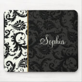 Elfenbein, Gold und schwarzer Damast Mousepad (Vorne)