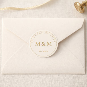 Elfenbein Gold Vintage 50. Jubiläums Monogramm Sie Runder Aufkleber