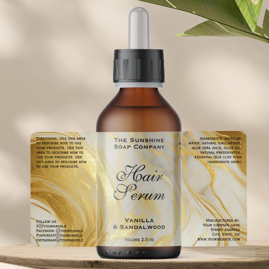 Elfenbein-Goldfolie-Kosmetik- oder Tropfflaschenet