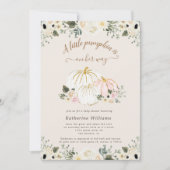 Elfenbein-Goldkürbis-Babydusche Einladung (Vorderseite)