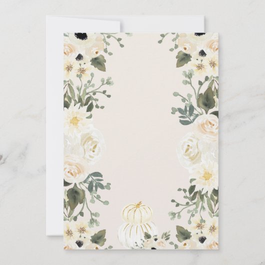 Elfenbein-Goldkürbis-Babydusche Einladung (Rückseite)