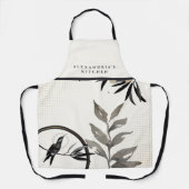 Elfenbein & Gray Hummingbird + Ihr Name Küche Schürze (Vorderseite)
