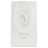 Elfenbein | Green Floral Monogram Wedding Danke Kleine Geschenktüte (Vorderseite)