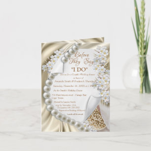 Elfenbein, Grün, Blau, Gold auf Seide Dusche Einla Einladung