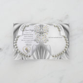 Elfenbein, Grün, Blau, Gold auf Seidendusche Einla Einladung (Innenseite)