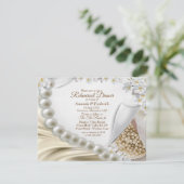 Elfenbein, Grün, Blau, Gold, Seide und Birne Probe Einladung (Stehend Vorderseite)