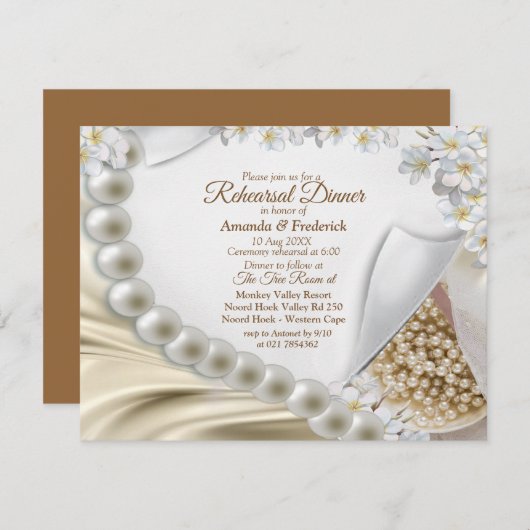 Elfenbein, Grün, Blau, Gold, Seide und Birne Probe Einladung (Vorne/Hinten)