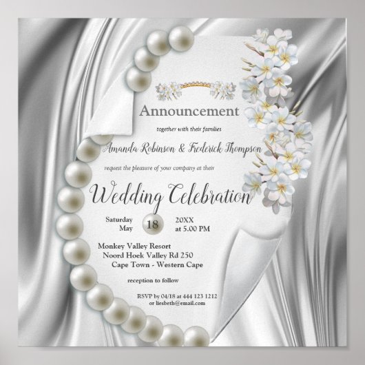 Elfenbein, Grün, Blau, Gold, Seide und Perle, Hoch Poster (Vorne)