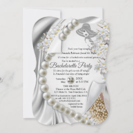 Elfenbein, Grün, Blau, Gold, Seide und Perlen Brau Einladung