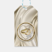 Elfenbein, Grün, Blau, Gold, Seide und Perlen Geschenkanhänger (Rückseite)