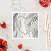 Elfenbein, Grün, Blau, Gold, Seide und Perlen Neap Serviette (Beispiel)