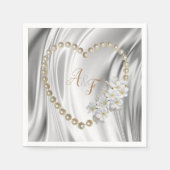 Elfenbein, Grün, Blau, Gold, Seide und Perlen Neap Serviette (Vorderseite)