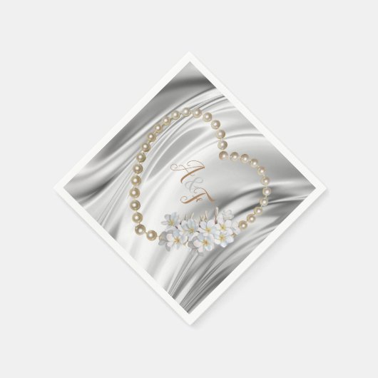 Elfenbein, Grün, Blau, Gold, Seide und Perlen Neap Serviette (Ecke)