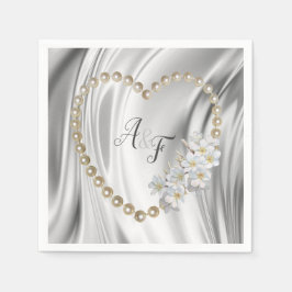 Elfenbein, Grün, Blau, Gold, Seide und Perlen Neap Serviette