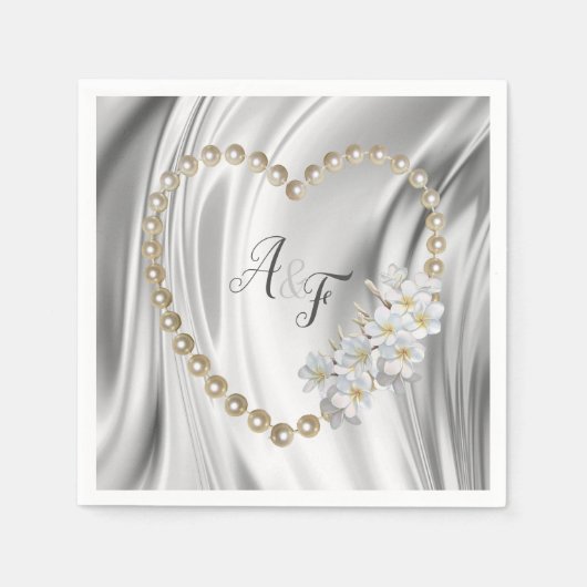 Elfenbein, Grün, Blau, Gold, Seide und Perlen Neap Serviette (Vorderseite)