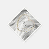 Elfenbein, Grün, Blau, Gold, Seide und Perlen Neap Serviette (Ecke)