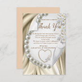 Elfenbein, Grün, Blau, Gold, Seide und PerlenDanke RSVP Karte (Vorne/Hinten)