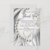 Elfenbein, Grün, Blau, Gold, Seide und PerlenDanke RSVP Karte (Vorne/Hinten)