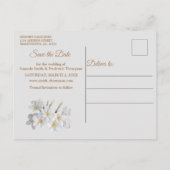 Elfenbein, Grün, Blau, Goldsilk und Perlen Save th Ankündigungspostkarte (Rückseite)