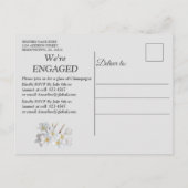 Elfenbein, Grün, Blau, Goldsilk und Perlen Verlobu Einladungspostkarte (Rückseite)