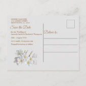 Elfenbein, Grün, Blaue Seide und Perlen Save the D Ankündigungspostkarte (Rückseite)
