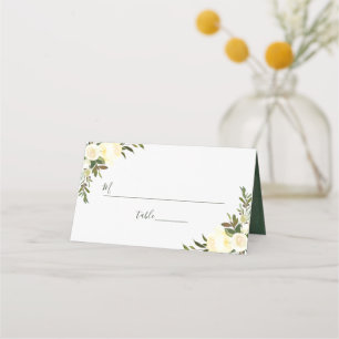 Elfenbein-Grün-Blumen-Hochzeitsplatzkarte Platzkarte