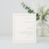 Elfenbein-grüne, einfache Luxus-Hochzeitseinladung (Stehend Vorderseite)