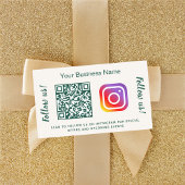 Elfenbein-grüner Geschäftsname QR-Code Instagram Rechteckiger Aufkleber