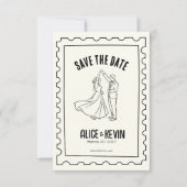 Elfenbein Handgezeichnete Illustration Hochzeit Mi Save The Date (Vorderseite)
