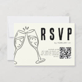 Elfenbein handgezeichnete Illustration Minimalisti RSVP Karte