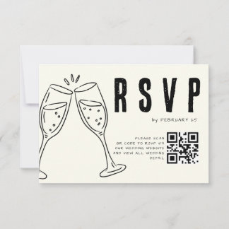 Elfenbein handgezeichnete Illustration Minimalisti RSVP Karte