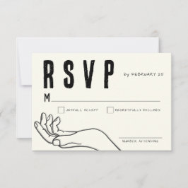 Elfenbein-Handzeichnung Minimalistische Hochzeit RSVP Karte
