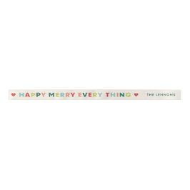Elfenbein Happy Merry Everything Weihnachtsband Satinband