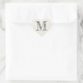 Elfenbein-Herz Minimalistisches Monogramm-Initial Herz-Aufkleber (Tasche)