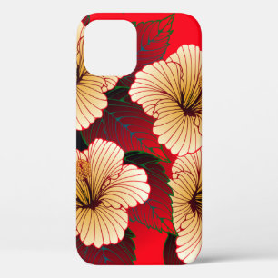 Elfenbein-Hibiskus-Blume nahtlos auf rotem Muster Case-Mate iPhone Hülle