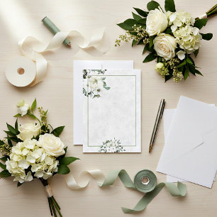 Elfenbein Hochzeit Wasserfarbe floral leer Budget  Einladung